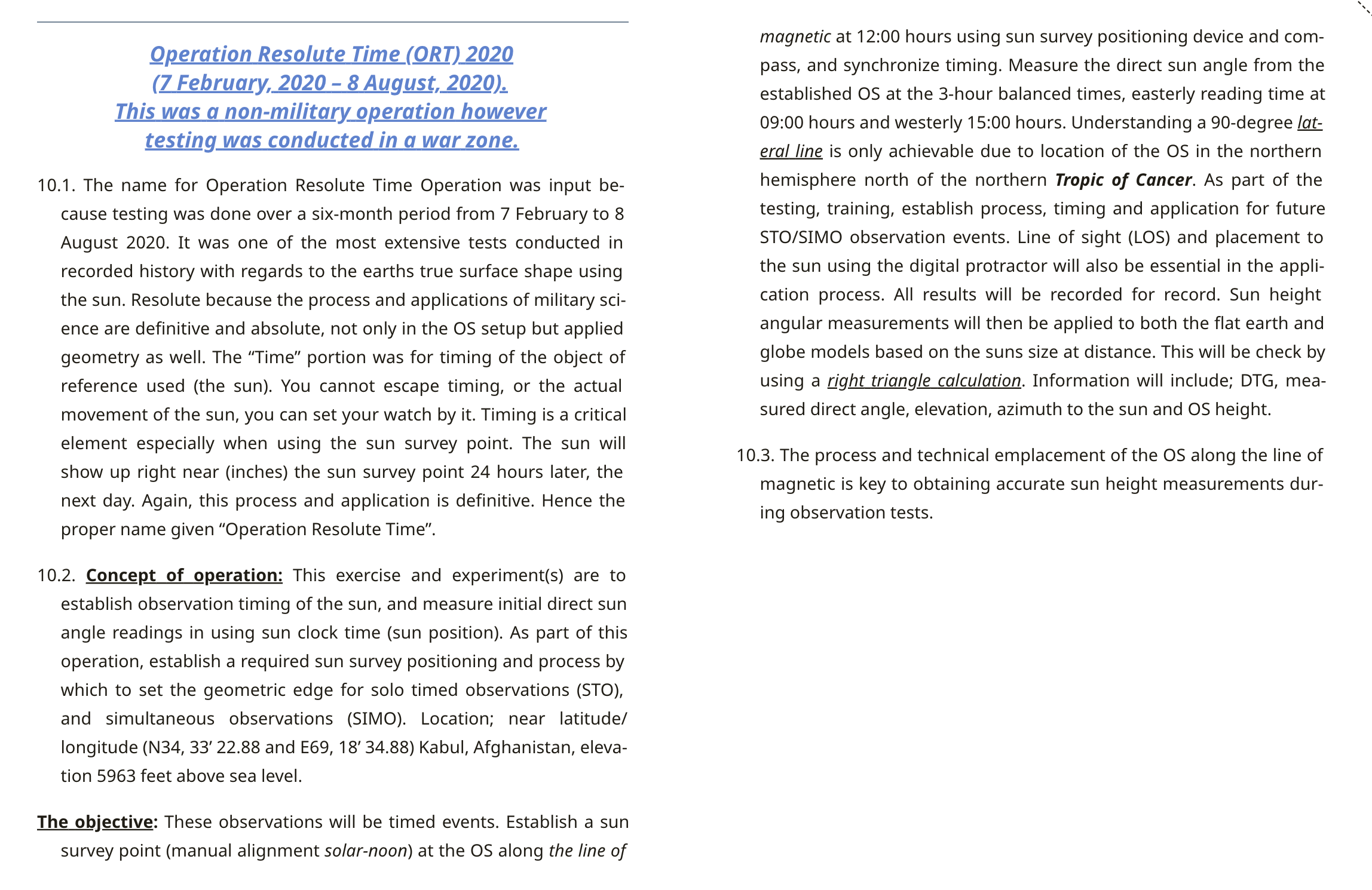 ORT 2020 — Operation header, sections 10.1-10.3